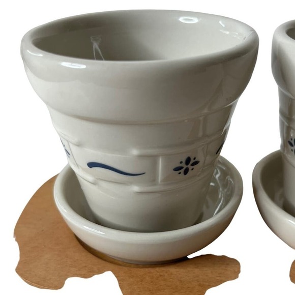 Vintage Longaberger Woodcrafts 3 Ceramic Pots with Stand - Picture 3 of 4